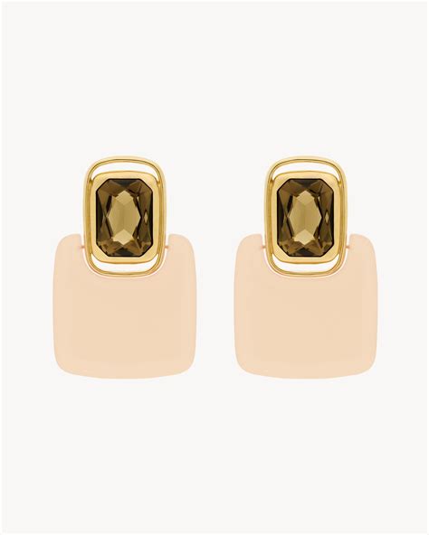 ysl ohrstecker gold|ysl cabochon square earrings.